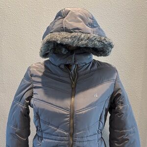Calvin Klein Grey Hooded Puffer Jacket